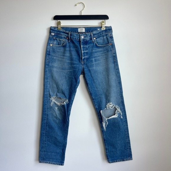Citizens of Humanity Emerson Mid Rise Slim Straight Boyfriend 100% Cotton Jeans - Picture 1 of 6